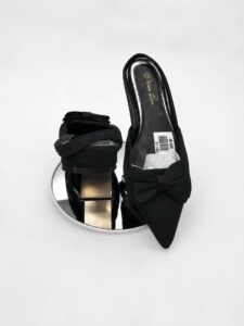 Chic Bow Pointed Toe Block Heel Mule Sandals