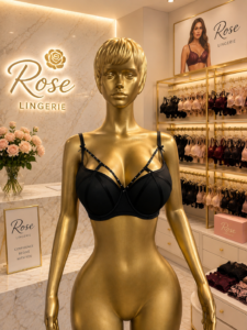 Black Stone-Detail Plunge Bra