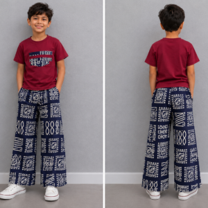 Trendy Ankara Wide-Leg Pants and Tee Set