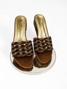 Elegant Crystal Embellished Block Heel Slide Sandals for Women