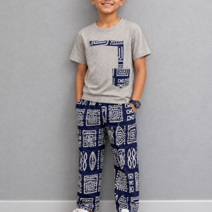 Stylish Boys Ankara Print Pants and T-Shirt Set